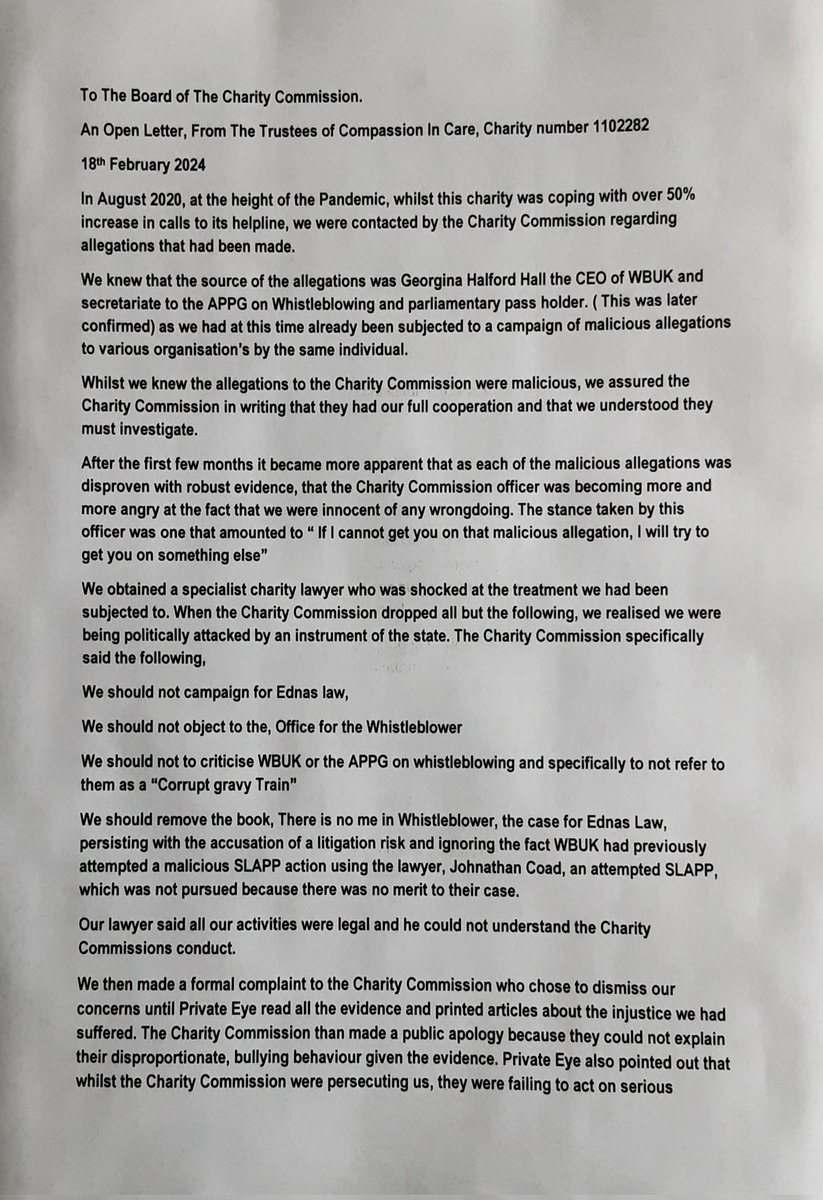 CompassnInCare's tweet image. Open letter to @ChtyCommission re #WBUK conduct