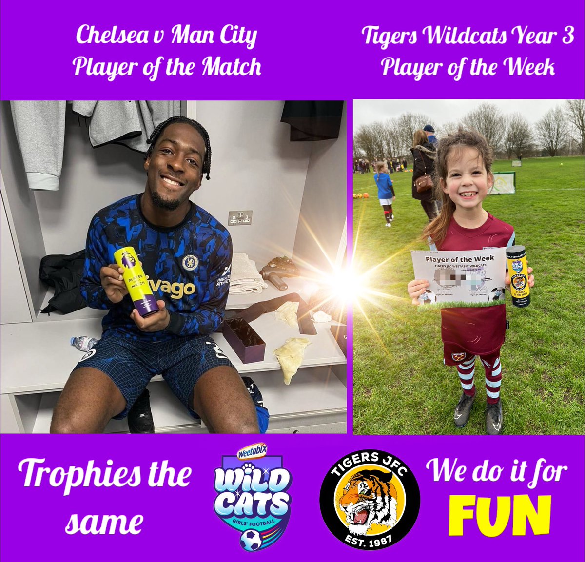 We have had 16 x Year 3’s at Tigers #weetabixwildcats over the last few weeks and now forming 2 new teams at U9’s for 24/25 season. Training over the last few weeks has been amazing and they listen, learn and all have fun together. Well done to our player of the week RF 👍🏻