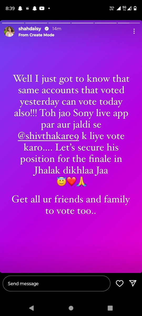 Ready ho jao firse voting ke liye
Reminder from Daisy also
Keep voting for our Champ Shiv...
#ShivThakareInJDJ11 
#ShivThakare
#ShivThakareInFinale