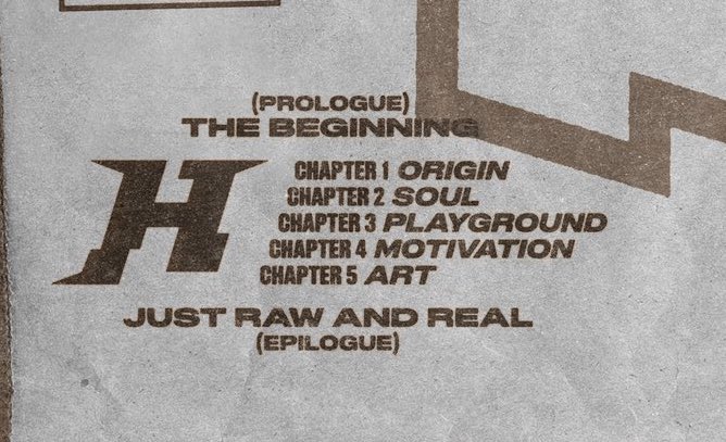 (Prologue) The Beginning 
Chapter 1: Origin 
Chapter 2: Soul
Chapter 3: Playground 
Chapter 4: Motivation 
Chapter 5: Art
(Epilogue) Just raw and real 

LOS TÍTULOS😭

HOPE ON THE STREET
HOPE ON THE STREET VOL.1 IS COMING
J-HOPE IS COMING
#HOPE_ON_THE_STREET