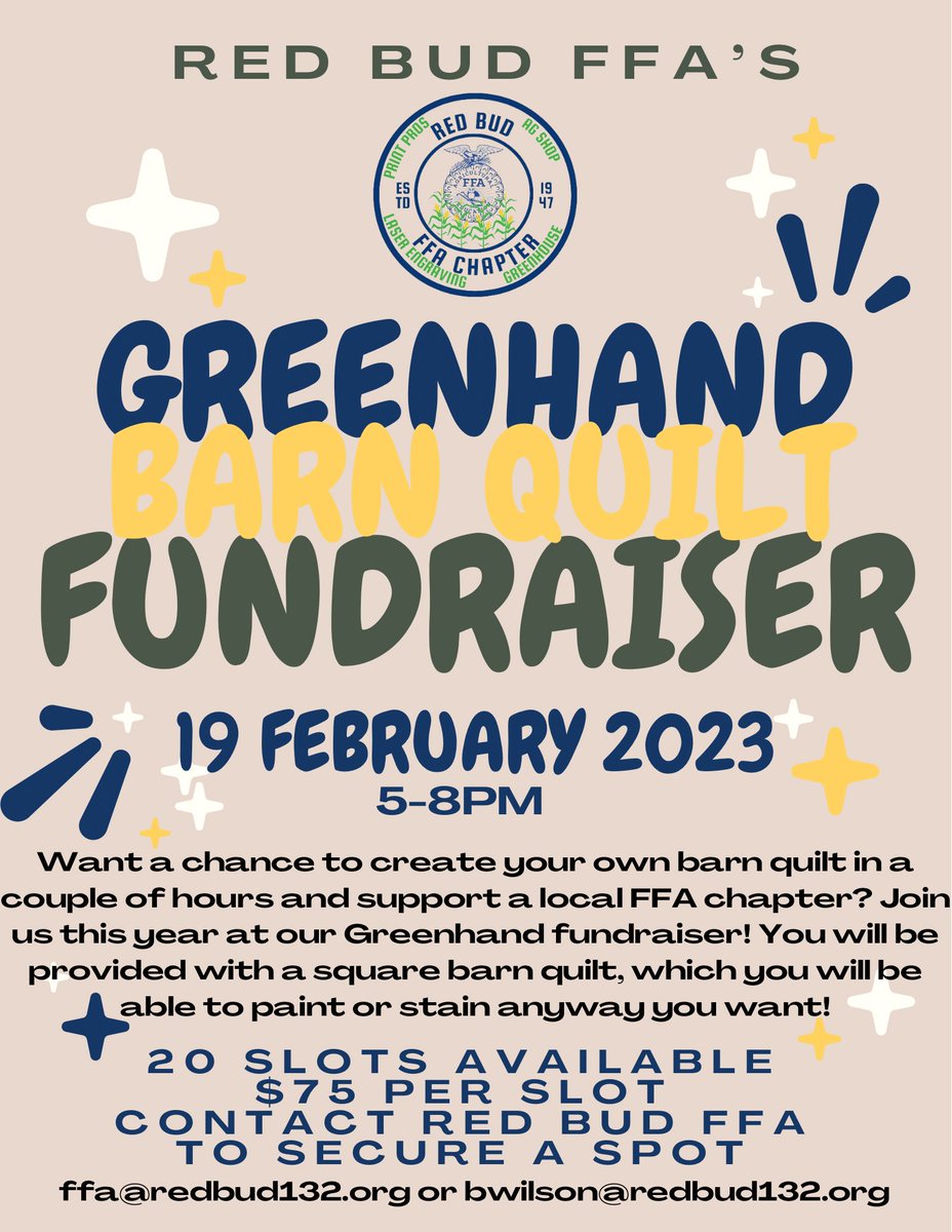 Tomorrow is the day for our chapter fundraisers! Pancake breakfast from 5am-10am and barn quilt making from 5pm-9pm! We still have spots available for barn quilt making!! We can’t wait to see you there! #redbud132