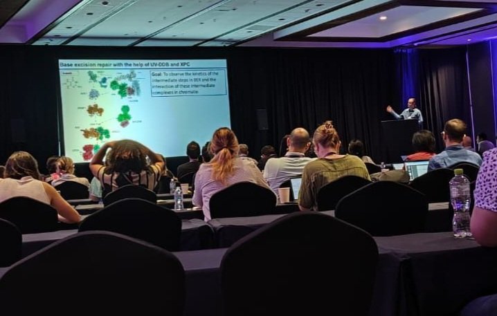 So proud to learn that @matt_schaich delivered an outstanding talk on his single molecule workup of PARP1 at the 6th DNA Repair/Replication Structures and Cancer Conference. Thanks to Bret and Tyler for this wonderful collaboration. Stay tuned for a posting to BioRxiv.