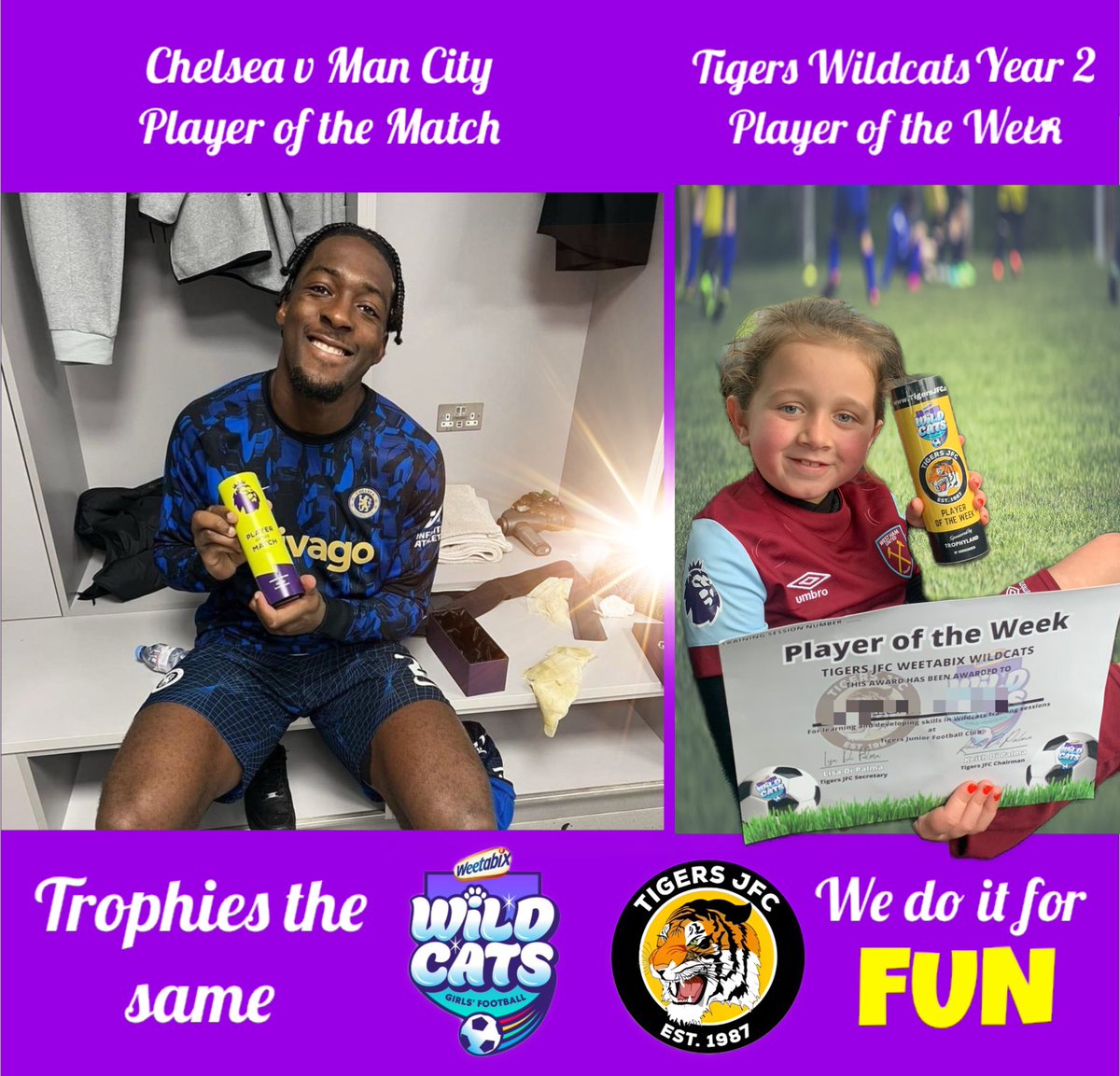 We have also had 21 x Year 2’s at Tigers #weetabixwildcats and now forming 3 new teams at U8’s for 24/25 season. The girls have all gelled together having fun and making memories together. Well done to our player of the week DW 👍🏻