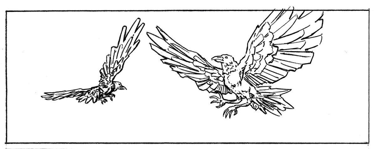 Looking for some critique from the comic community: I just started work on a new project, and am unsure whether the linework breaking the panel borders (as seen in the crow's feathers) is aiding in the roughness of the artwork, or is making it come off as unprofessional.
