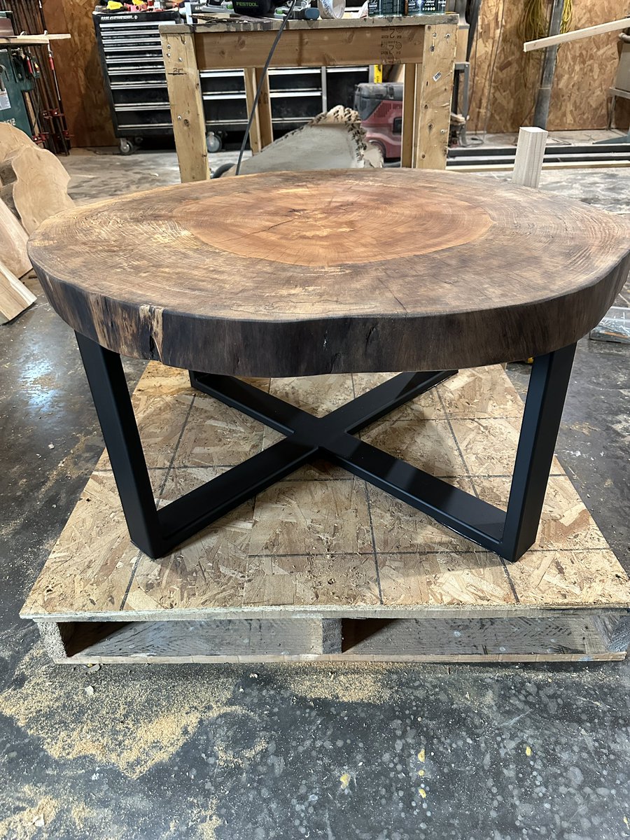 Shipped this sycamore cookie coffee table to Ohio #woodworking #sycamore #liveedgeslab #sawmill