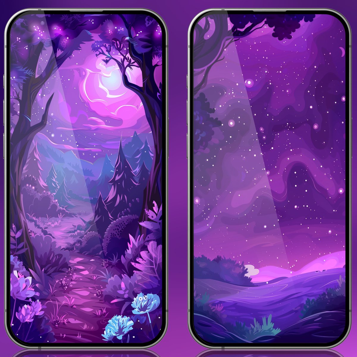 Want this wallpaper for free? Follow me, comment down your favourite emoji, and get the link in your DMs!🫧👾

Mockup M by <a href="/SeanKly/">Sean Kelly</a> 

#wallpaper #purple #night