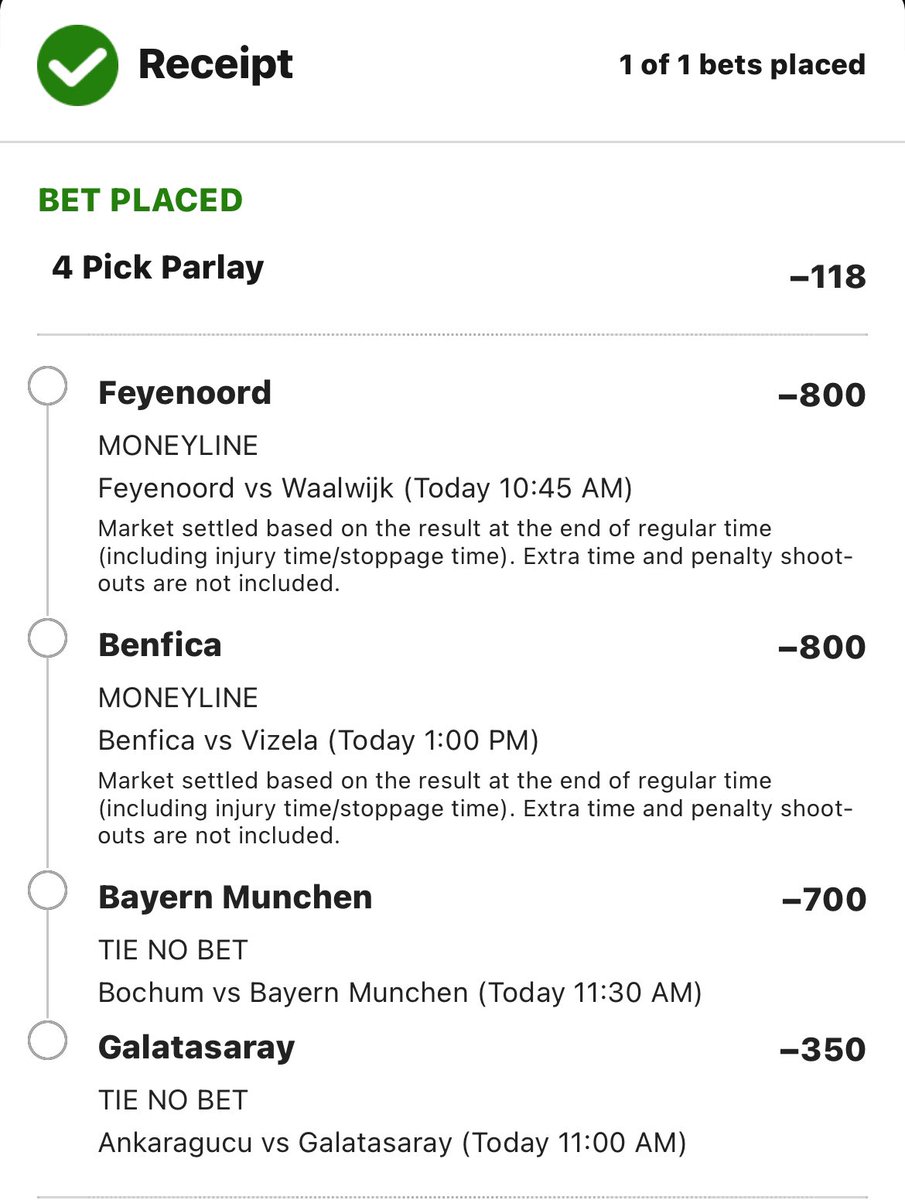TheJT9's tweet photo. 🚨Rise N’ Grind 💪Free Play🚨
40-8 (83%) +49.4u L/48 MLP🍀
4-0 L/4 Free🍀
11-3 (79%)Soccer Run🍀
1 unit💰 | 4 Team Parlay👇
⚽️Feyenoord ML
⚽️Benfica ML
⚽️Bayern DNB
⚽️Galatasary DNB
#SoccerTips #UFC298 #GamblingX #ManCity #TheLED #Volk #NBAAllStar #Draftkings #PrizePicks https://t.co/tyP80m9lqV