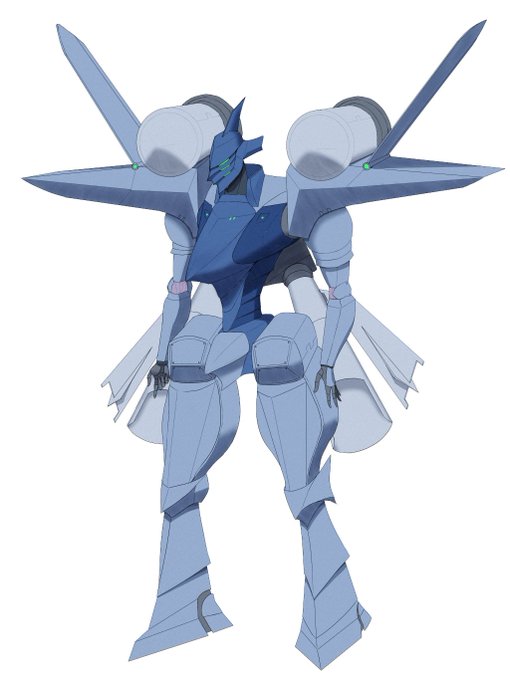 メタリックガーディアン用の機体画像を冴吹先生に描いて頂きました!当方が描いたラフをクリンナップして貰うという形で依頼させて頂いたのですが、↓コレがこう昇華されたことになります。元のニュアンスを残しつつバチバチに格好いい機体に仕上げて頂きました 
