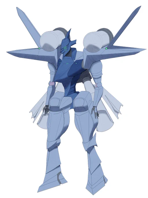 メタリックガーディアン用の機体画像を冴吹先生に描いて頂きました!当方が描いたラフをクリンナップして貰うという形で依頼させて頂いたのですが、↓コレがこう昇華されたことになります。元のニュアンスを残しつつバチバチに格好いい機体に仕上げて頂きました 