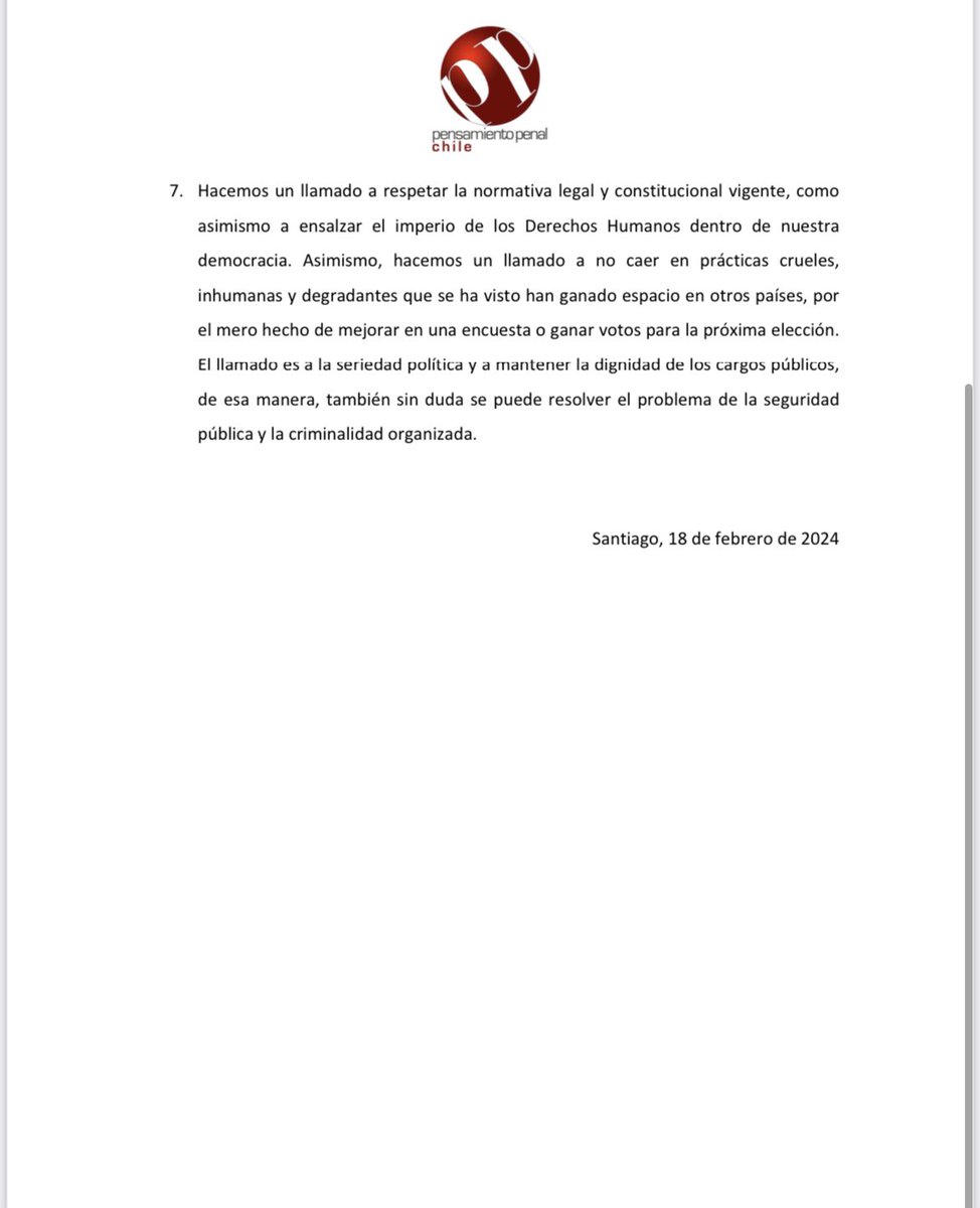 pensapenalchile's tweet photo. 🔴 Declaración Pública de nuestra Asociación sobre resolución judicial cuestionada por el Gobierno en relación a visita a centros penitenciarios e imputados por causas mediáticas. https://t.co/1GZ6mzQyFn