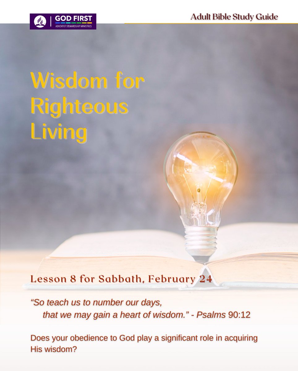 Dynamicstewards's tweet image. 𝑾𝒊𝒔𝒅𝒐𝒎 𝒇𝒐𝒓 𝑹𝒊𝒈𝒉𝒕𝒆𝒐𝒖𝒔 𝑳𝒊𝒗𝒊𝒏𝒈

Wisdom for righteous living is gained through the dynamics of life with God amid temptations and challenges. 

Access:
📒: ssnet.org/lessons/24a/le…
💻: youtu.be/0NUSV76tkqw

#SabbathSchoolLesson
#DynamicSteward
#GodFirst