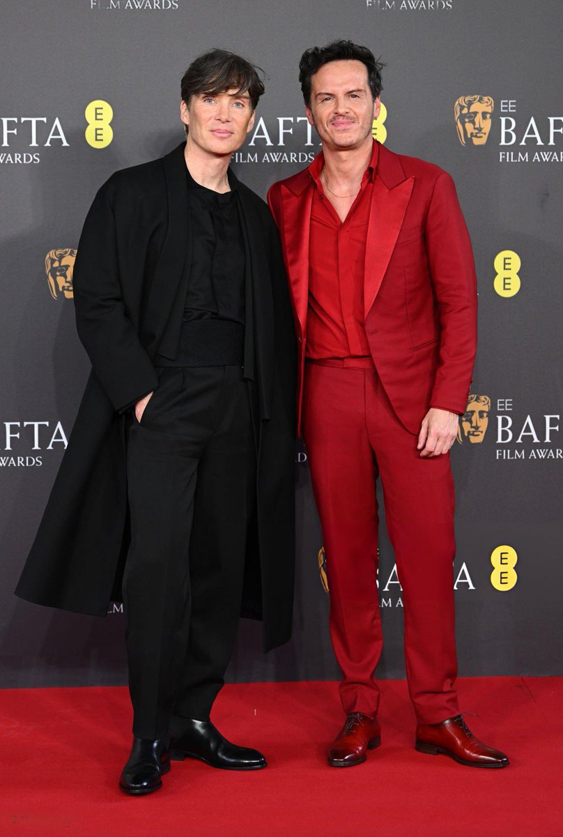 thecinemaland's tweet image. Cillian Murphy and Andrew Scott at the BAFTA 2024. 🖤❤️