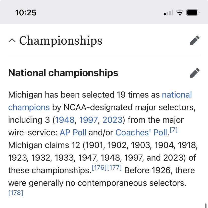 CoachJSheldon's tweet photo. @bshinn78 @sportsfacts16_ @WillJEnjoyer @DaddyHoggard @msu_goblin I prefer a more reliable source like the NCAA, but since you like Wikipedia so much, the point remains the same. Both Michigan and MSU had two titles by your criteria prior to this season. https://t.co/YXAPZdSIOL