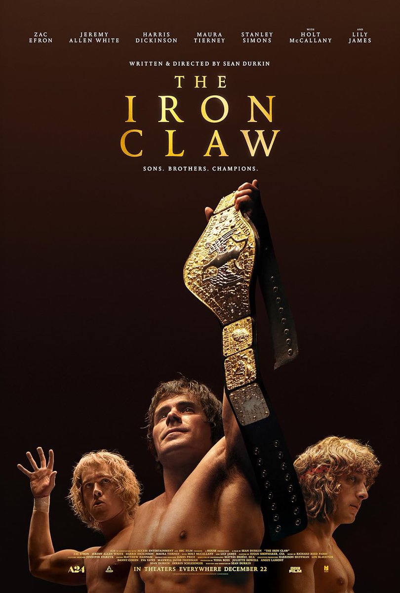 #FilmTwitter #watch #Cinema #film #NowPlaying #NowWatching #movie #firstwatch #watched #drama #sport #TheIronClaw #biography 

2024 viewing

27. The Iron Claw (2023)

Starring
#ZacEfron
#HoltMcCallany 
#MauraTierney

2024 cineworld watch #22
All time cineworld watch #416