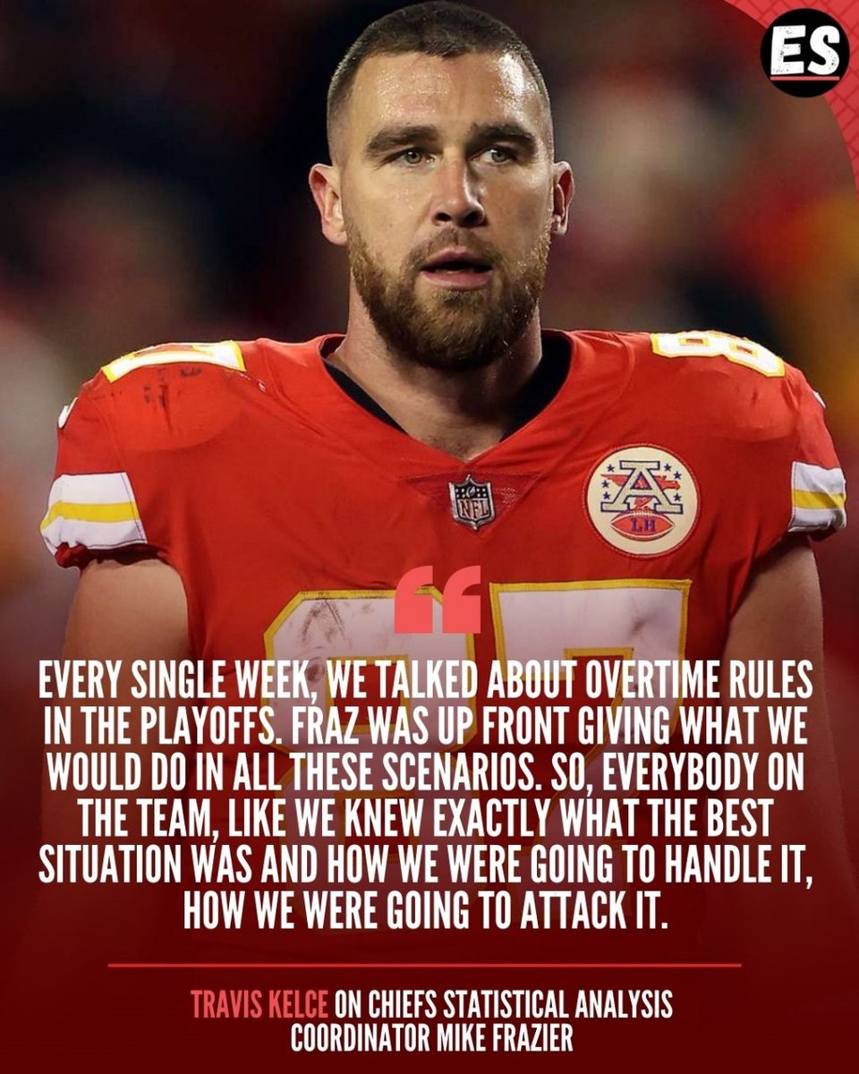 ES_sportsnews's tweet photo. Kelce Credits Frazier's Prep for Success. ππ₯
#traviskelce #mikefrazier #KansasCityChiefs #chiefs #ChiefsKingdom https://t.co/VJ7MQzaUgr
