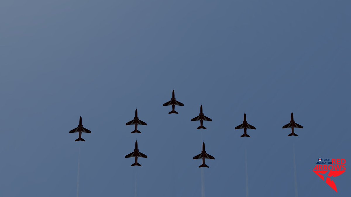 FSRedArrowsltd's tweet photo. Rolling into the back end of February the team has been working on the references for various moves within our display. including Phoenix bend where red 4,5,8,9 are line abreast! 
https://t.co/5qYaJrIO50
#RedArrows #DCS #DCSWorld #FSRA #Aerobatics https://t.co/dHUWPJwQX2