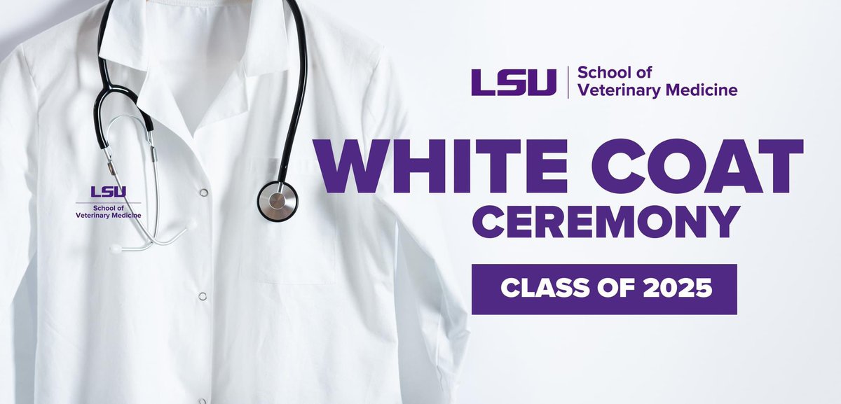 LSU Veterinary Med (@lsuvetmed) on Twitter photo Today we celebrate our White Coat Ceremony, honoring our Class of 2025 students as they enter the clinical phase of their veterinary education in our Veterinary Teaching Hospital. Congrats to our students on this very special milestone! #LSUVetMed #WeTeach #WeHeal #LSU Today we celebrate our White Coat Ceremony, honoring our Class of 2025 students as they enter the clinical phase of their veterinary education in our Veterinary Teaching Hospital. Congrats to our students on this very special milestone! #LSUVetMed #WeTeach #WeHeal #LSU