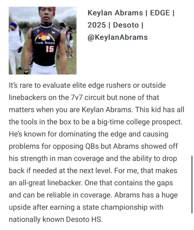 B_so_Glam's tweet photo. 7v7 work this weekend in New Orleans #keylanabrams @TrueBuzzFB #otekeke @FootballDesoto #athlete 💯 https://t.co/2xL7MyWvJm