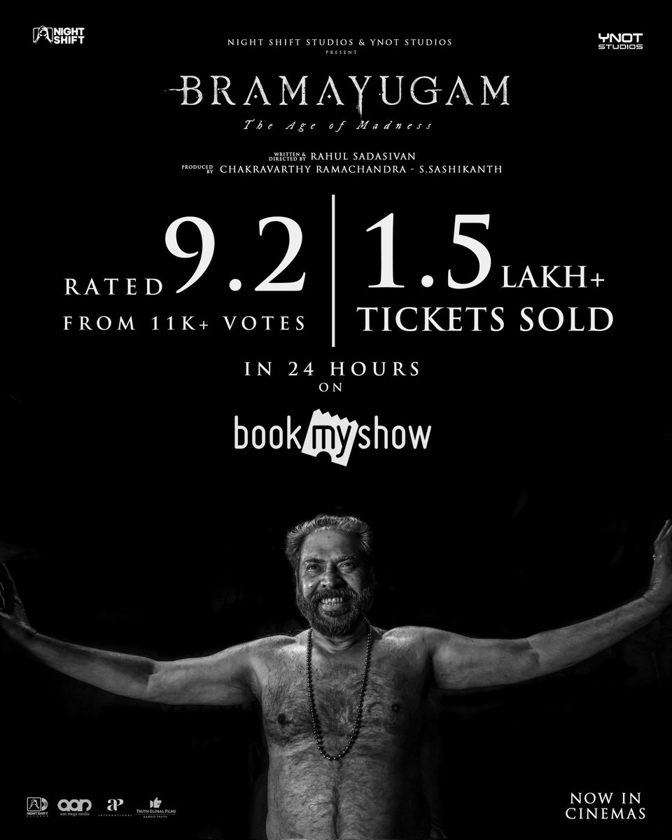 TamilCinemaInf1's tweet photo. #Bramayugam #பிரமயுகம் The Age of Madness
#Poster
#tciTimeline #17Feb2024
#Mammootty #NightShiftStudios #YNotStudios #RahulSadasivan #AmaldaLiz #SidharthBharathan https://t.co/CHXgxpzDxJ