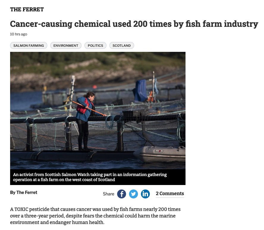 All farmed salmon get treated with formaldehyde when they are young. Even the organic ones, isn't that right @SoilAssociation ?
But what could possibly be wrong with pouring tons of toxic chemicals into our environment and onto our food?
#silentspring
archive.ph/uRf4Y