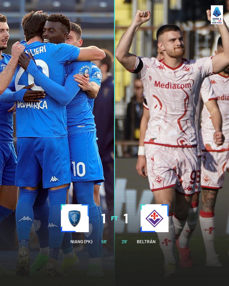 𝗙𝗧

Niang and Beltrán continue to impress but both sides settle for a point each 🤝

#EmpoliFiorentina