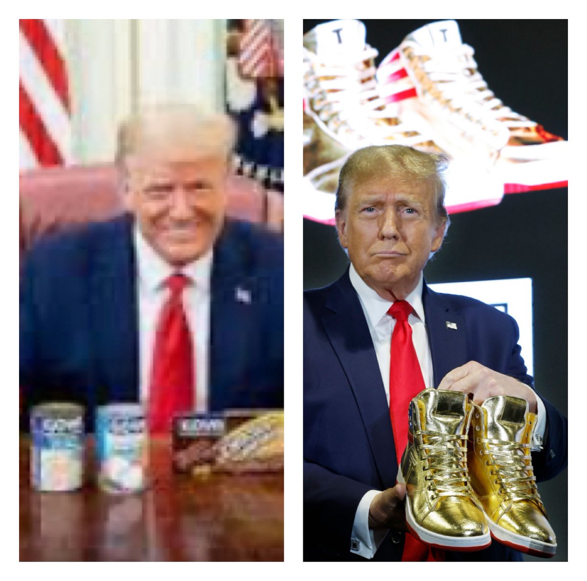 lcletter's tweet photo. Trump endorses $399 "Golden Tops" which answers question of where do you go after pushing Goya beans🤣

What'll he endorse next? Shower sprays??
#TrumpSneakers https://t.co/TLheCmdGyv
