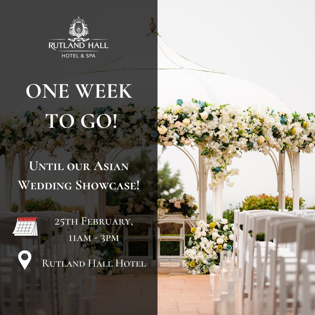 Rutland_Hall's tweet photo. That's right, only ONE WEEK to go until our Asian Wedding Showcase! 💍

You can still reserve your spot for this event, where you will be the first to see our new 500 guest capacity Pavilion venue fully dressed for the occasion!

Reserve your place here: https://t.co/LRnv1RAhDZ https://t.co/vRlkmlIvMM