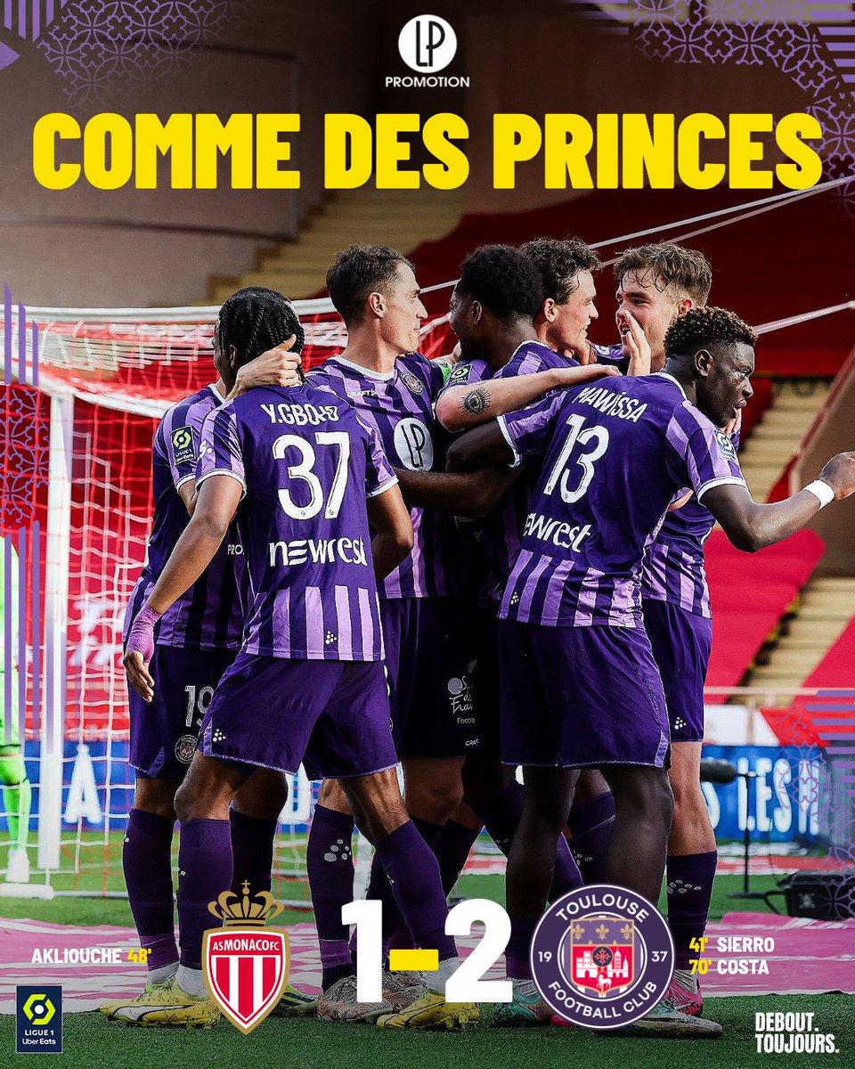 C'est fait, nos Violets s'imposent à Monaco 👑 Un 3ème succès consécutif à l'extérieur 🛫, une première depuis dix ans ! #ASMTFC