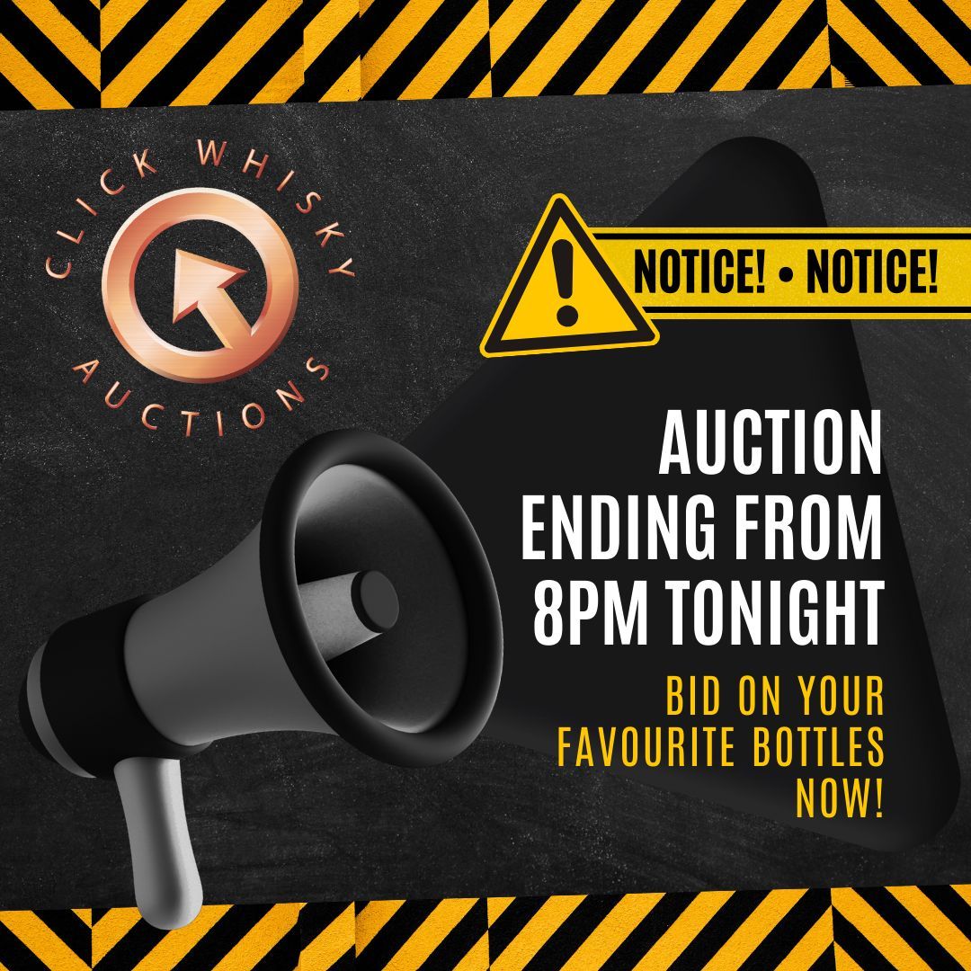 Auction ends from 8pm GMT tonight! Bid now to avoid disappointment buff.ly/3jYuu8O #clickwhisky #clickwhiskyauctions #auctionending #bidnow #malt #whisky #whiskylovers #whiskycollectors