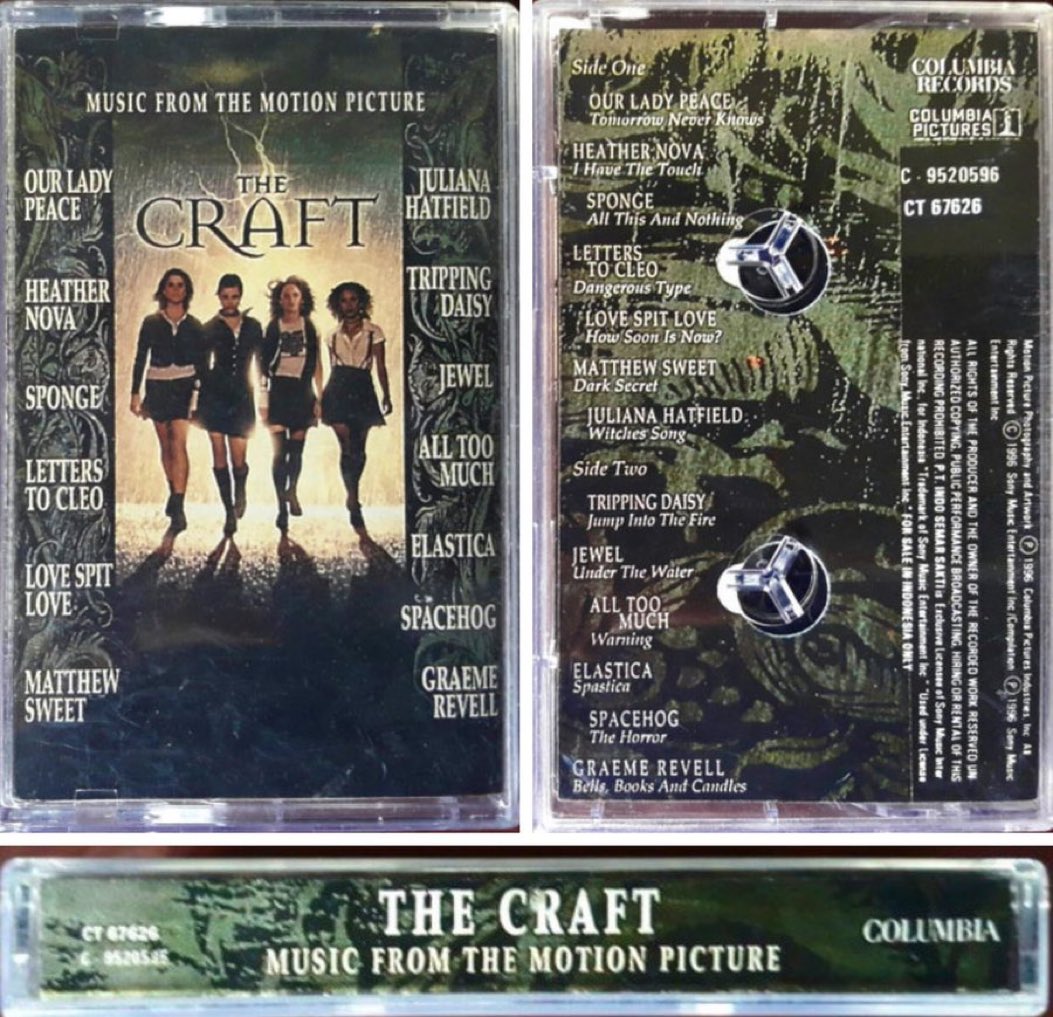 horrorsthetics's tweet photo. the craft (1996) 𖤐 soundtrack cassette tape https://t.co/WXSm6mnfkg
