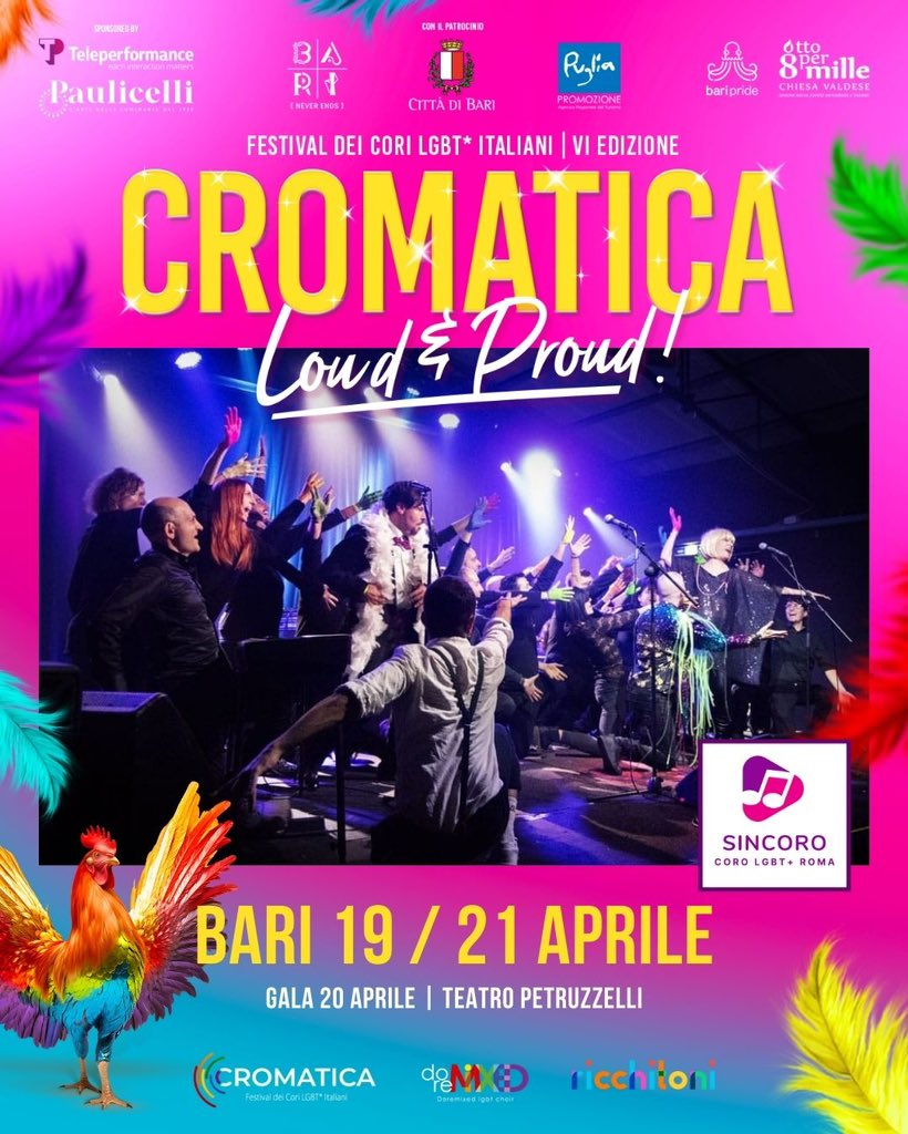 𝗦𝗶𝗻𝗖𝗼𝗿𝗼 sarà presente alla sesta edizione di Cromatica Festival!

#𝗔𝗯𝗼𝘂𝘁𝗧𝗵𝗲𝗖𝗵𝗼𝗶𝗿
🔴Città: Roma
🟠Fondazione: 2019
🟡Tipo: SATB
🟢Componenti: 30
🔵Direttorə: Davide Misiano