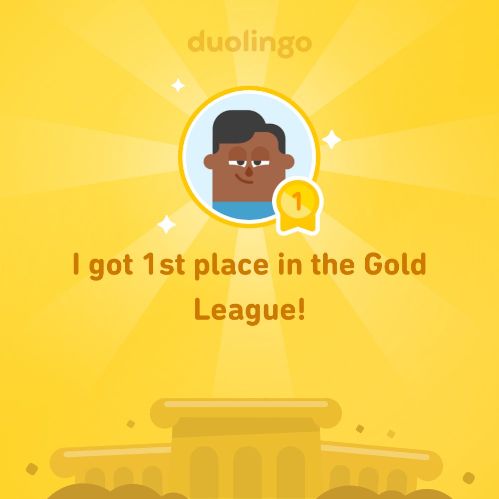 AzkaNabil's tweet photo. I finished 1st place in Gold League on @Duolingo! https://t.co/xuIdfB8lc2