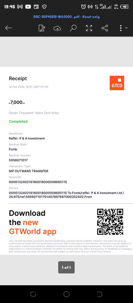 DCAcadWriter's tweet photo. @gtbank_help I need to know the status of this transaction.

It's urgent

Thank you https://t.co/BNTduw8Uy9