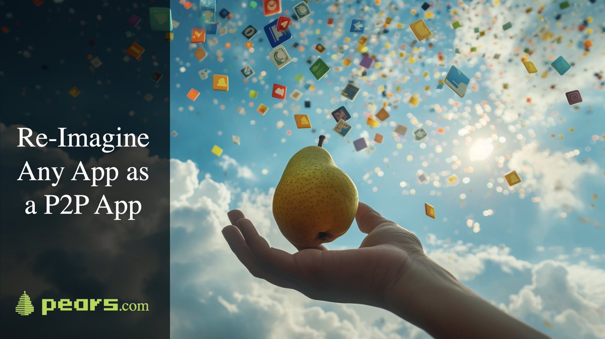 Pears_p2p's tweet photo. Dream of reinventing the digital world? With 🍐Pear Runtime, transform any existing app into a peer-to-peer masterpiece. Challenge the status quo &amp; build a 🍐P2P version of your favorite apps. It's time to innovate. What will you rebuild? #PearRuntime 

👉 https://t.co/EmhgwhbUWc https://t.co/Msyg79yCP6