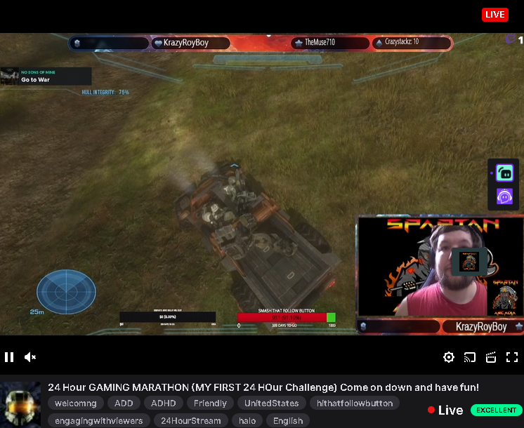 AgentAcardia795's tweet photo. Hey everyone, it is time for my first 24-hour stream and to kick it off we doing some halo! Come join me and the fun @ https://t.co/CDk5U3CaNR #Halo #24hour #gaming #twitchaffiliate #manygames #SmallStreamersConnectRT #smallstreamer https://t.co/LcNnKPbHqr