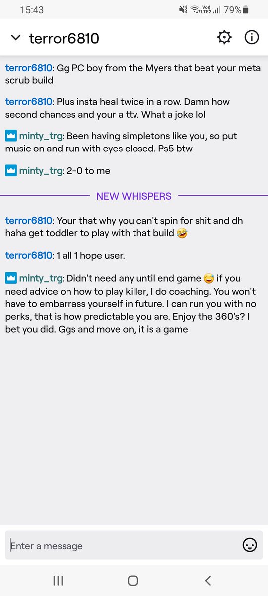 MintyTrg's tweet photo. Had a Doctor who camped and tunnelled the poor random at 5 gens. Then he chased me till end and 3 out. Next game he was Vanity Myers, chased me all game and lost. This is an adult, I think 🤔 @zStormP @SadisticVenom_7 @SirBM_ #dbdsalt https://t.co/NVaJsim3VZ