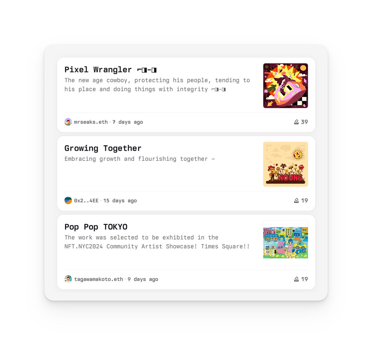 📢We have a winner!! 📢

After an incredible round of voting, Pixel Wrangler by <a href="/SeaksMr/">seaks</a> takes the crown as the champion with an impressive 39 votes, securing the top spot in our cc0-lib x <a href="/nounsprophouse/">Prop House</a> contest Round 2! 🏅

Growing Together by <a href="/franke/">Frankie Colamarino</a> follows closely in second