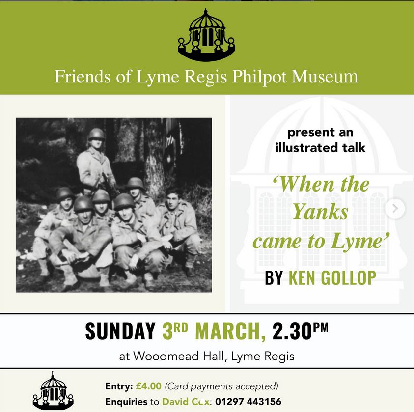 FriendsofLRM's tweet photo. Ken Gollop will be giving an talk on ‘When the  Yanks came to Lyme’  in recognition of the 80th anniversary of their  arrival in November 1943. At that time US troops were secretly stationed  throughout the SW in preparation for the D-Day landings in Normandy.
Entry £4. https://t.co/YylUz6C6gD