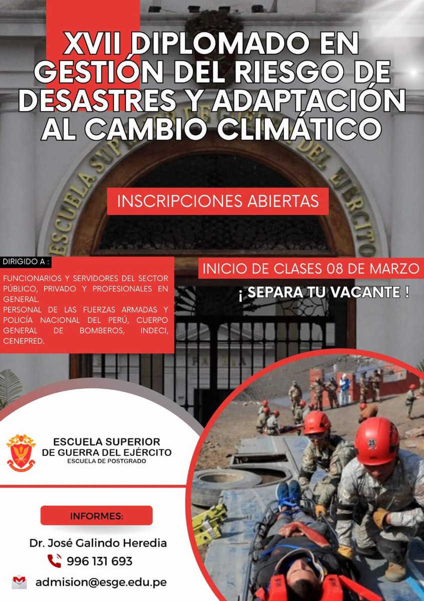 coedeoficial's tweet photo. Diplomado en Gestión de Riesgo y desastres y adaptación l cambio climático. https://t.co/8wx1TRm4wt
