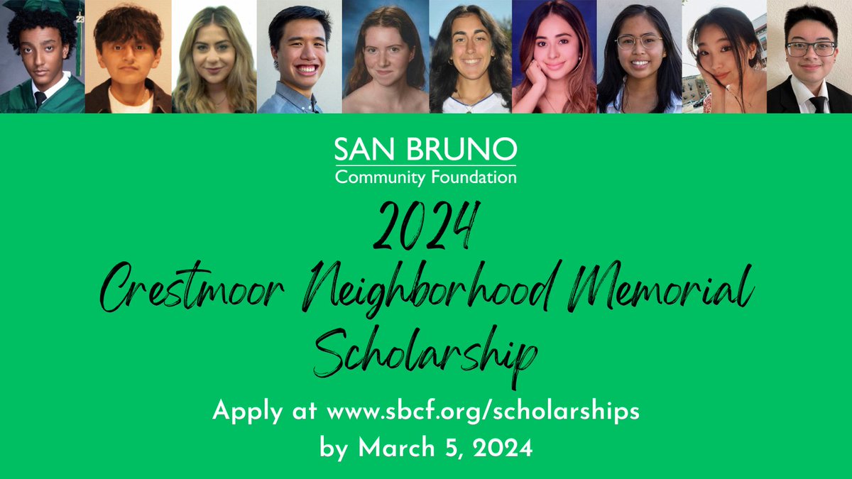 Apply for the Crestmoor Scholarship! Are you a San Bruno HS senior headed to college or a community college student planning to transfer to a four-year college? Are you actively engaged in the San Bruno community? You could be the next deserving recipient! #sanbruno