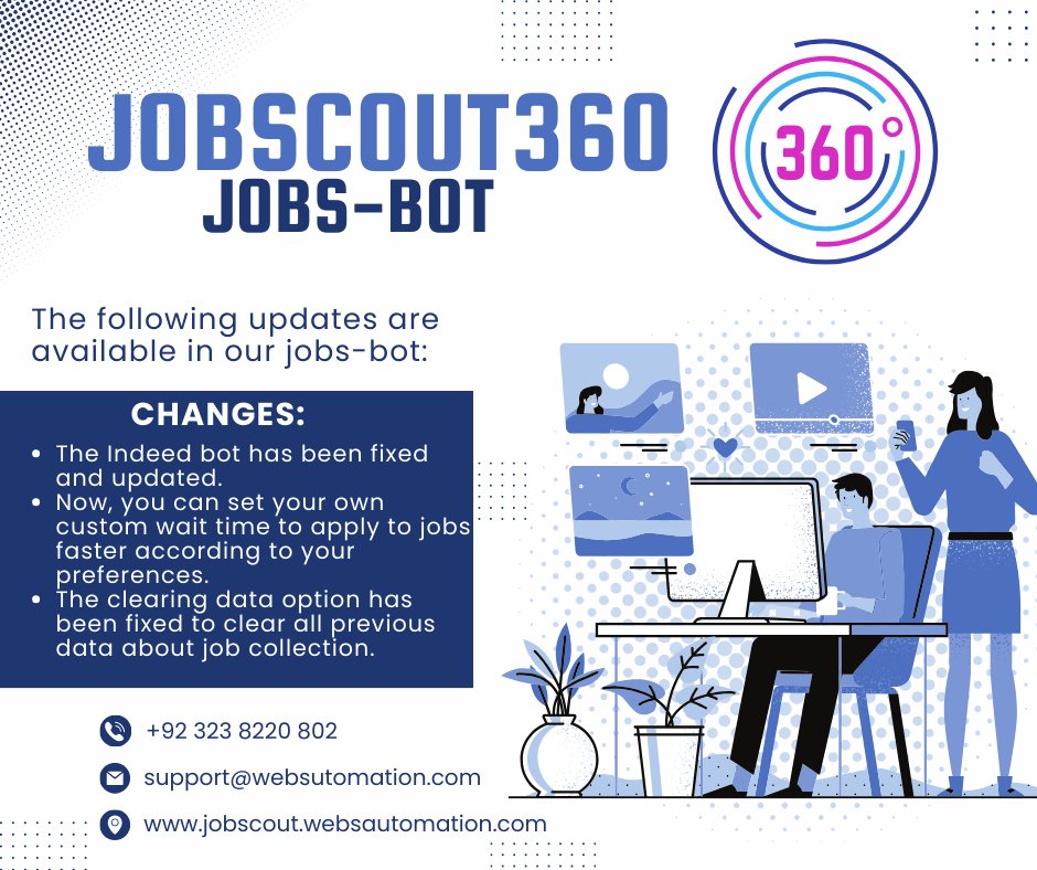 Exciting Updates in JobScout360!  Check out the latest enhancements we've made to our job-bot:

Visit: jobscout.websautomation.com

#jobs2024 #jobsinusa #jobsinamerica  #JobsInUK #Indeed #indeedjobs #linkedinjobs #dice #jobsincanada #recruiting #recruit #jobshiring #jobs #jobsearch
