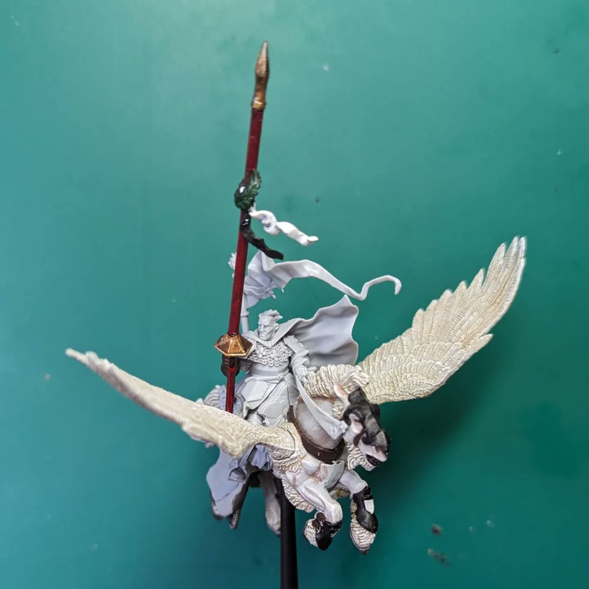 MikeAusCoyne's tweet photo. WIP Pegasus captain. Needs some greenstuff. But overall I'm chuffed :)
#wargaming #warhammer #warhammercommunity #warhammeroldworld #warhammerfantasy #warhammerfantasybattle #ageofsigmar #aos #warhammerempire #warhammertheoldworld #theoldworld #empire #statetroops #pegasus https://t.co/bAHqkmXmQN