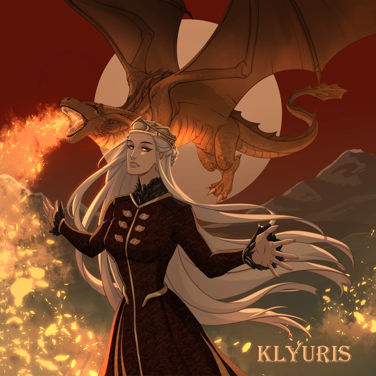Klyuris1's tweet photo. #Houseofthedragon #RhaenyraTargaryen #Syrax https://t.co/9t5ykqEaw3
