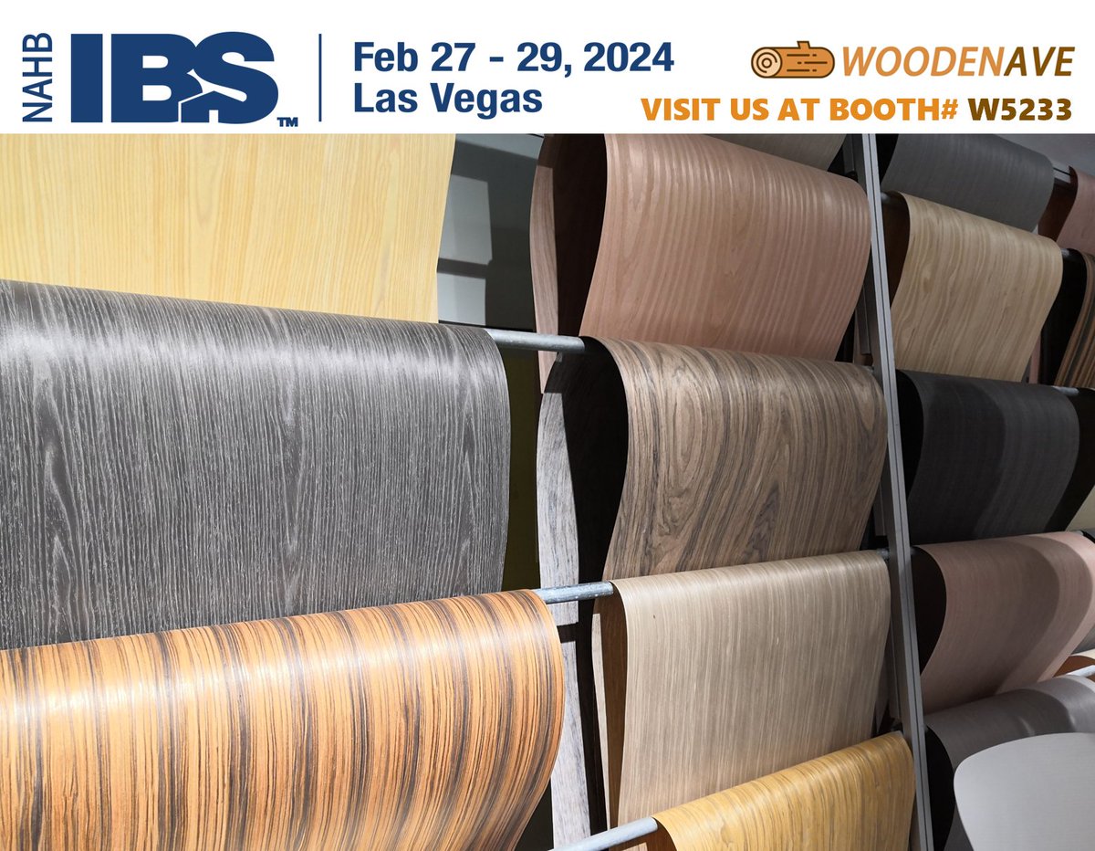 NAHB International Builders’ Show® (IBS) 
Las Vegas Convention Center.
February. 27-29, 2024.
VISIT US AT BOOTH# W5233

See our Reconstituted Veneer, Matched Veneer, Veneer rolls, Fluted Wall Panels, Tambour Panels, Milled Panels, and other decorative products.