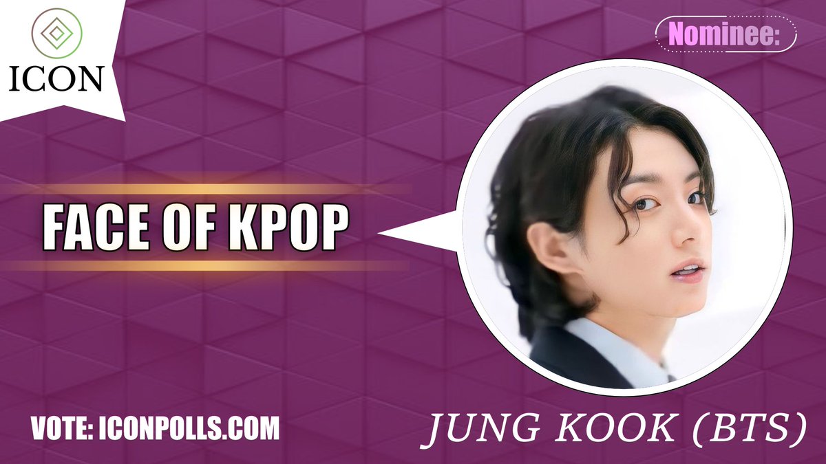 Renowned BTS Member JUNG KOOK has been nominated for the Face Of K-pop 2024 ICON charity campaign. CAST YOUR IMPORTANT VOTES: iconpolls.com/poll/the-face-… #JUNGKOOK #iconfaceofkpop2024 #BTS @BTS_twt