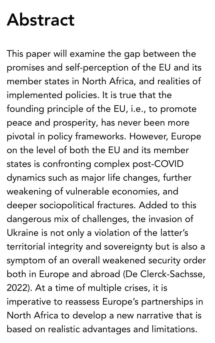 My latest for <a href="/IEMed_/">IEMed</a> is out on Europe as a geopolitical actor in North Africa.

The paper evaluates the European narrative in the southern neighborhood to identify comparative advantages and limitations for a better communication strategy.

Full paper on: euromesco.net/publication/eu…