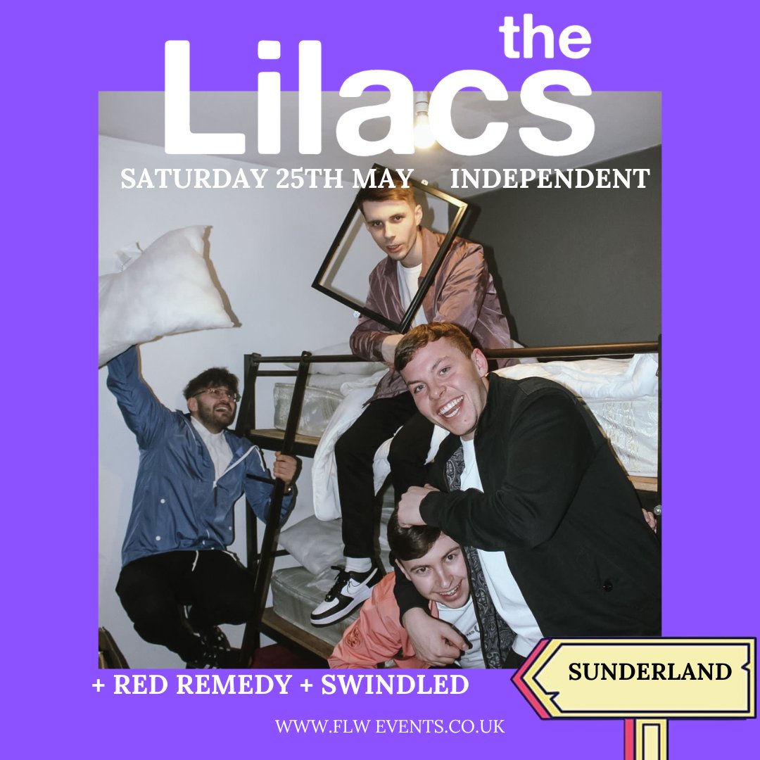 We are taking @TheLilacsUk to Sunderland! Support - @redremedyy & @SwindledBand 📍 - @INDEPENDENT_SR1 🎟️ - On Sale Wednesday at 10am