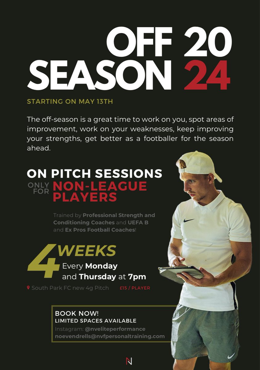 VendrellsNoe's tweet photo. HERE WE GO!

I’m calling for Non-League Players who want to train and improve during the summer. 📈⚽️

My aim is to give Non-League Players the chance to train with me, the chance to improve and become better players to hopefully have a good season and get up the leagues! https://t.co/uD4ppBQRgo