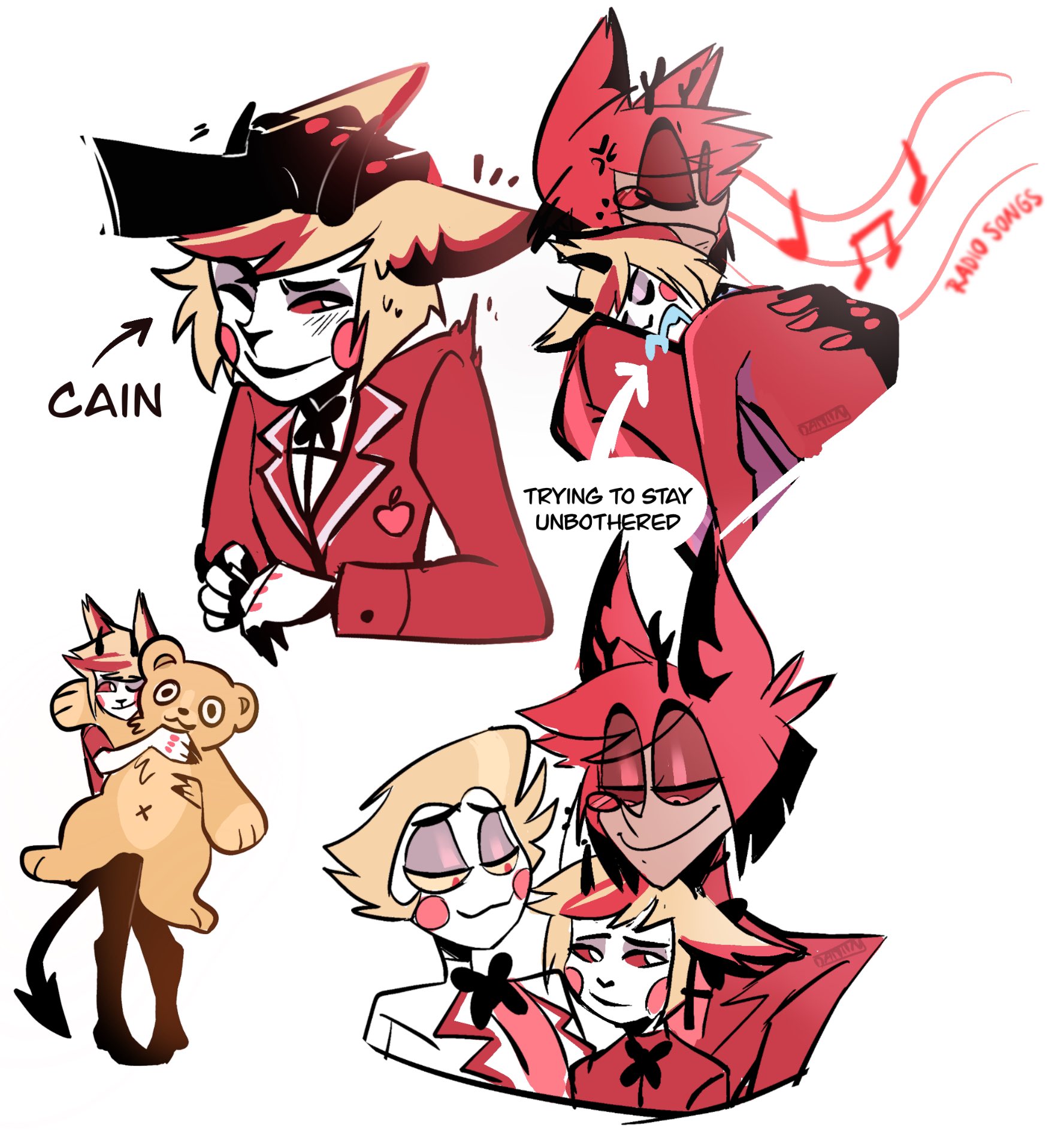 Damiin 🐻 COMMISSIONS OPEN on X: radioapple AU where Alastor and Lucifer  are parents now (It started as a joke but I think this is kinda cute now)  Dont ask me who