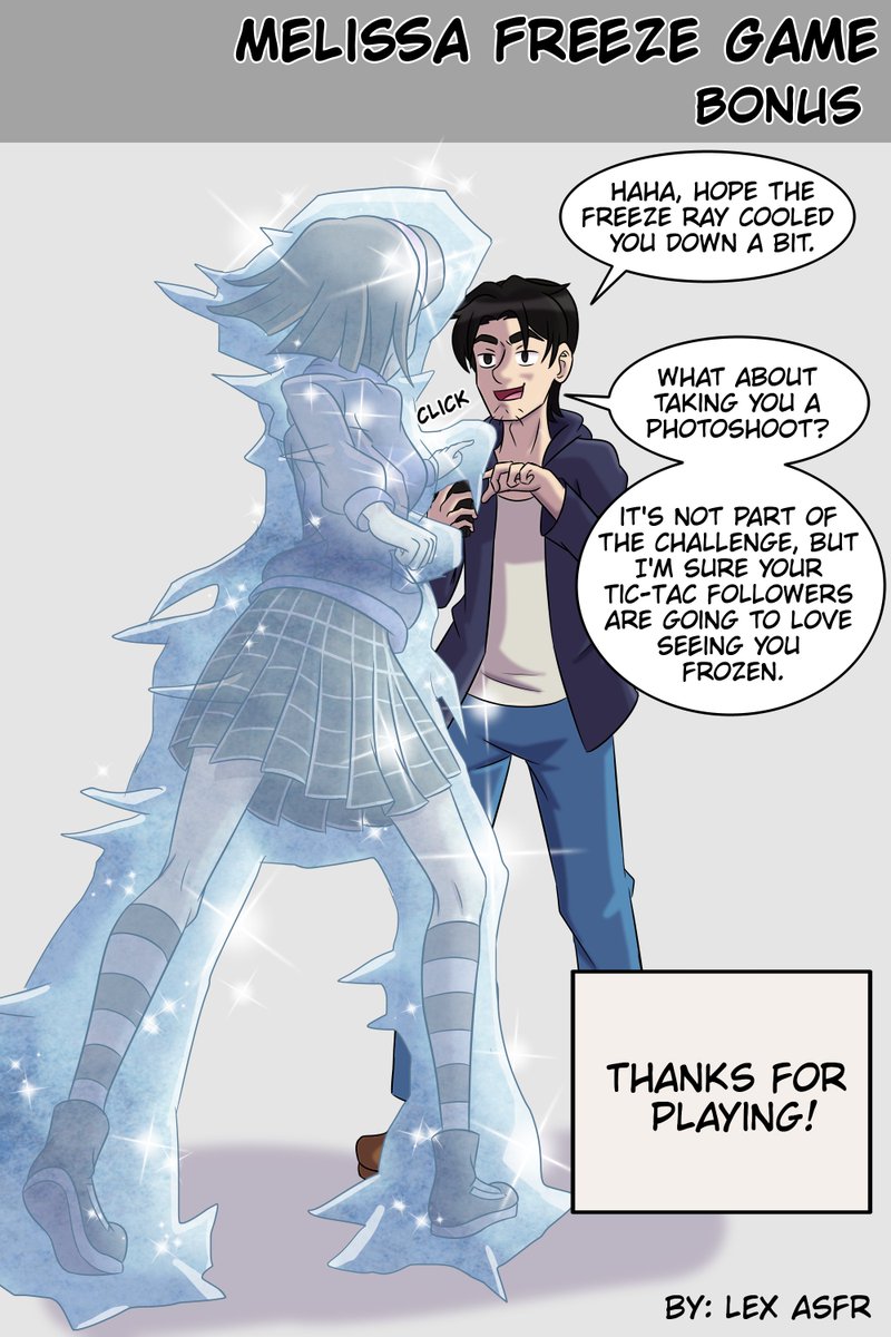 The goal was reached, and Melissa has now been frozen solid! 🥶😍
So, have your bonus image too, and time to enjoy the photos Paul is taking 😈
Thanks for participating!